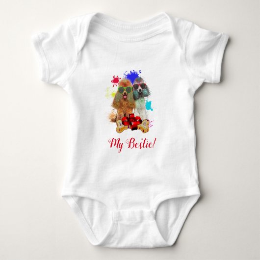 Splash Art Schattigee Poedel Hond Baby Bodysuit (Voorkant)