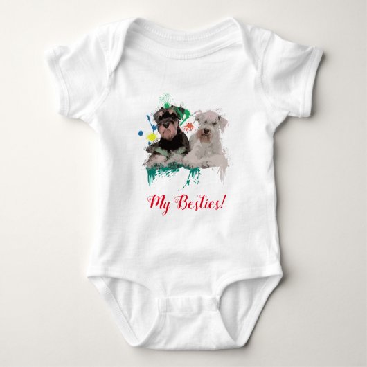 Splash Art Schattigee Schnauzer Dog Baby Bodysuit (Voorkant)