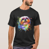Splash Art Shih Tzu Mannen Vrouwen doen T-shirt (Voorkant)