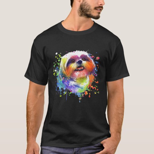 Splash Art Shih Tzu Mannen Vrouwen doen T-shirt (Voorkant)
