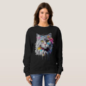 Splash Art Siberian Cat Face Colorful Trui (Voorkant volledig)