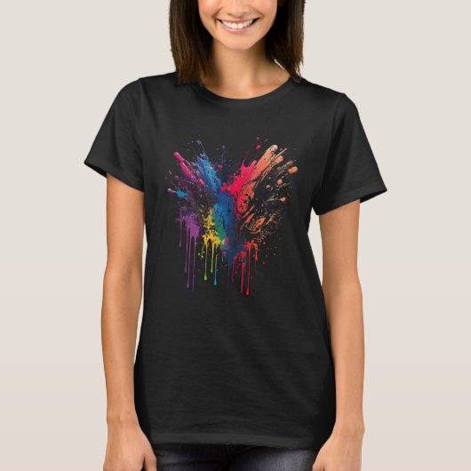 Splash Art Splatter kleuren wit T-shirt (Voorkant)