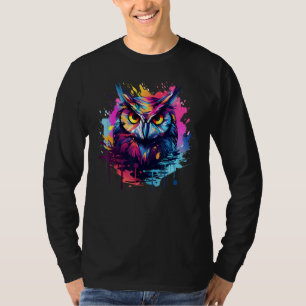 Splash Art Uilen Lover Kleurrijke Westerne Screech T-shirt