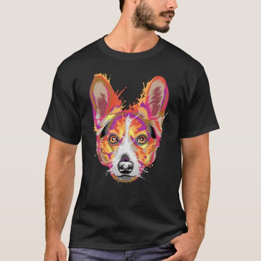 Splash Art Welsh Corgi Cute Corgi Eigenaars T-shirt (Voorkant)