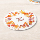 Splash Autumn Water: Gepersonaliseerde bruiloft On Ronde Kartonnen Onderzetter (Gebogen)