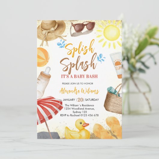 splash-Baby shower Kaart (Staand voorkant)