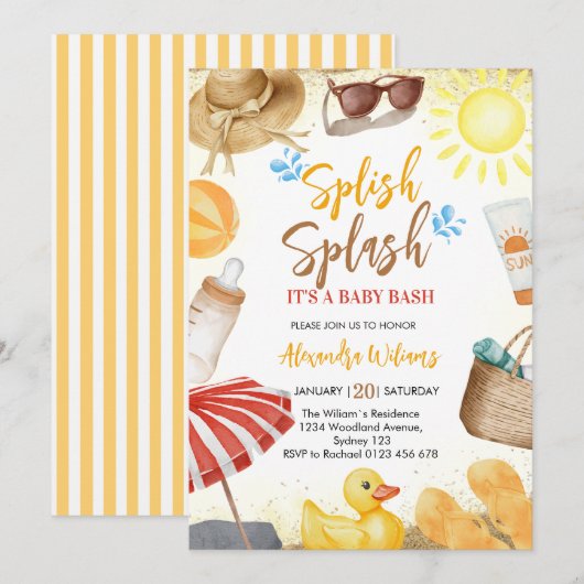 splash-Baby shower Kaart (Voorkant / Achterkant)