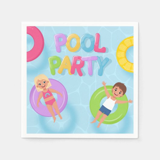 Splash Bash Kids Pool Party Birthday Servet (Voorkant)