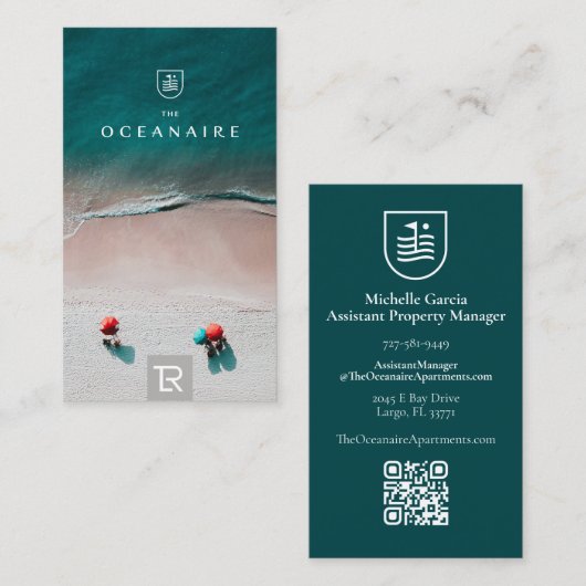 Splash Beach Scene Visitekaartje Logo QRCODE (Voorkant / Achterkant)