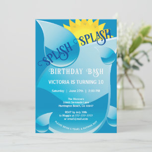 Splash Birthday Bash Party Uitnodiging