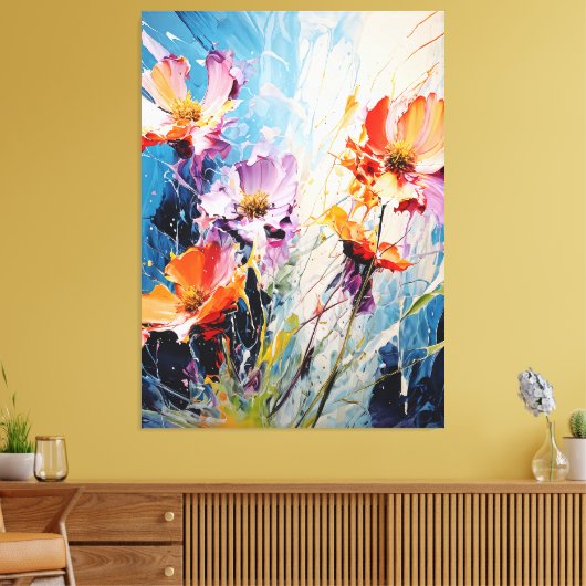 Splash Bloemenkunst Canvas Afdruk (Insitu (Woonkamer))