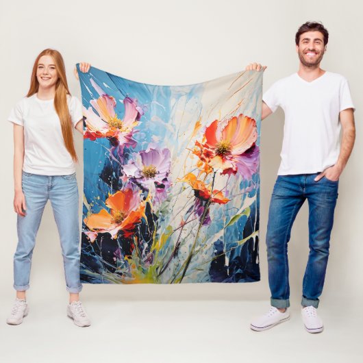 Splash Bloemenkunst Fleece Deken (In situ)