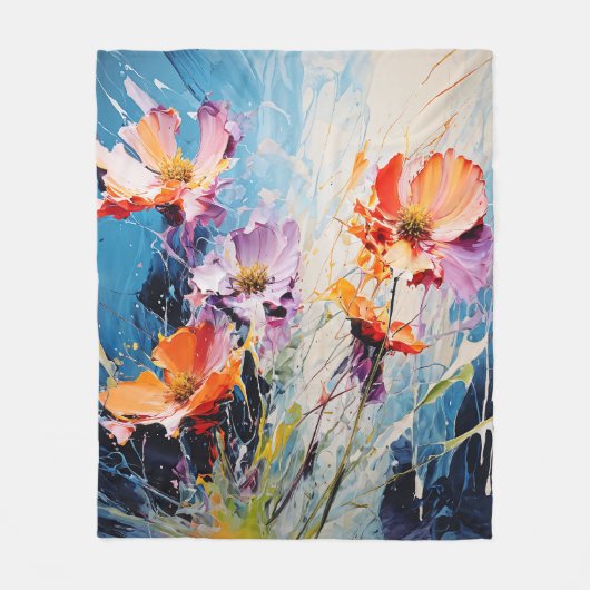 Splash Bloemenkunst Fleece Deken (Voorkant)