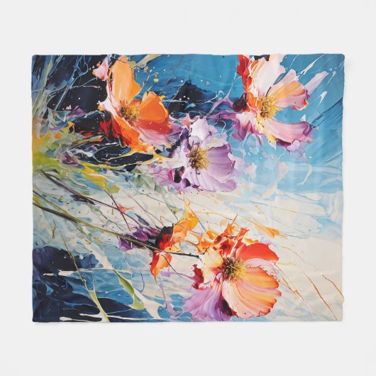 Splash Bloemenkunst Fleece Deken (Voorkant (Horizontaal))