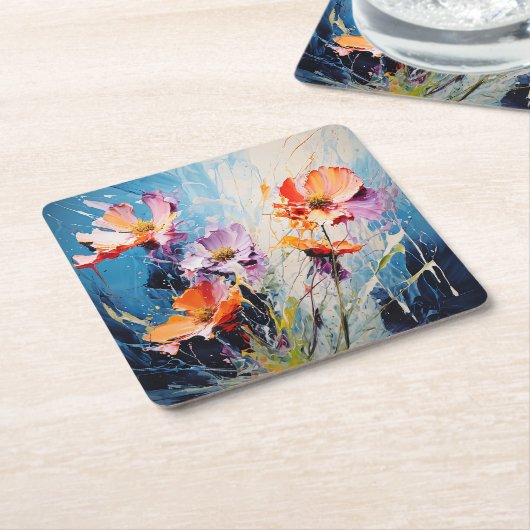 Splash Bloemenkunst Kartonnen Onderzetters (Schuin)