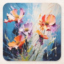 Splash Bloemenkunst Kartonnen Onderzetters