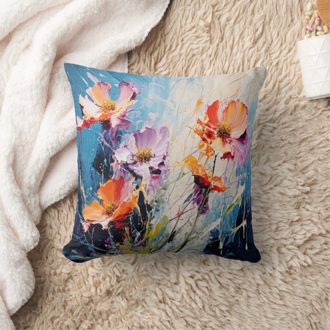 Splash Bloemenkunst Kussen (Deken)
