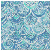 SPLASH Blue Waterverf Mermaid Scales Stof (Close Up)