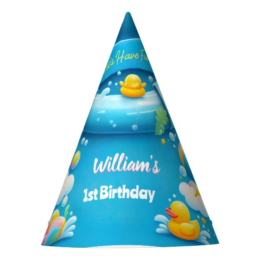 Splash Bubbles Zomer Eend Schuim 1e Verjaardag Feesthoedjes (Voorkant)
