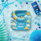 Splash Bubbles Zomer Eend Schuim 1e Verjaardag Papieren Bordje (Feest)