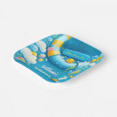 Splash Bubbles Zomer Eend Schuim 1e Verjaardag Papieren Bordje (Gebogen)