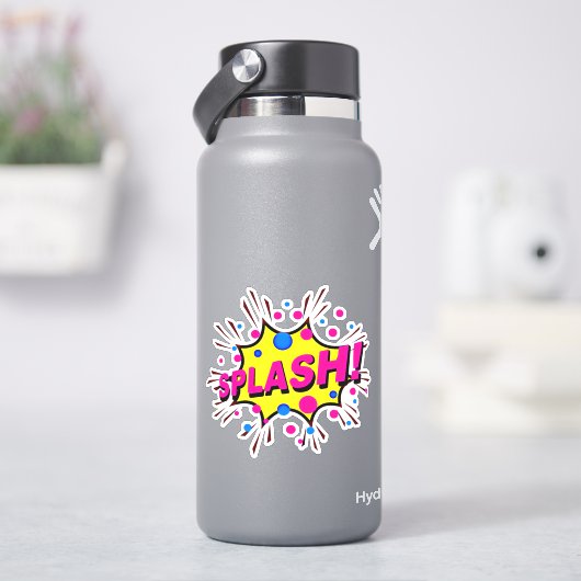 Splash Burst Pop Art Roze Geel op 4-inch vinyl Sticker (HydroFlask)