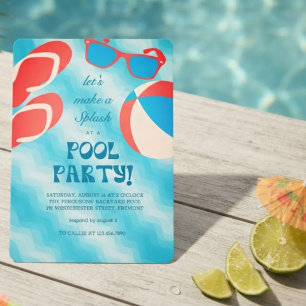 Splash & Chill Zomer Zwembad Feestje Kaart