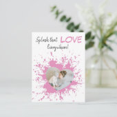 Splash die liefde overal | Foto van roze hart Briefkaart (Staand voorkant)