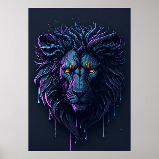 Splash Driving Colorful Lion Head Poster (Voorkant)