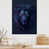 Splash Driving Colorful Lion Head Poster (Keuken)