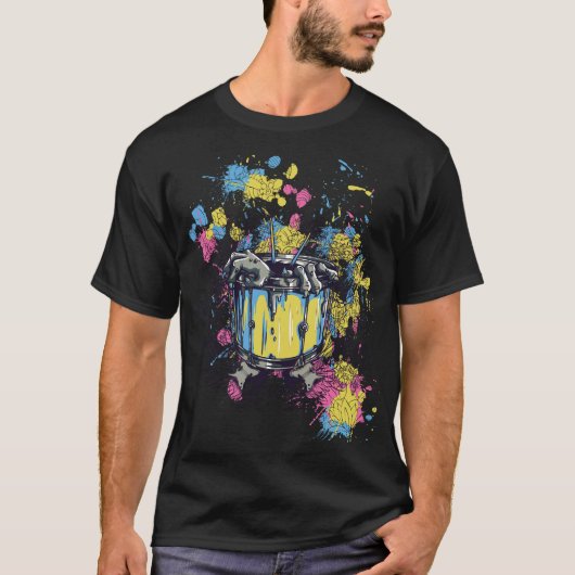 Splash Drummer - Farbexplosion auf der Snare T-shirt (Voorkant)