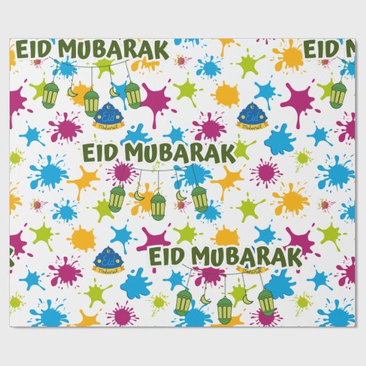 Splash Eid Mubarak Verpakkingspapier Cadeaupapier (Vlak)
