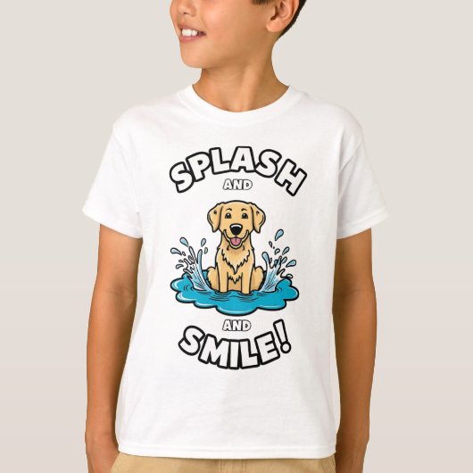Splash en Smile Golden Retriever Fun T-shirt (Voorkant)