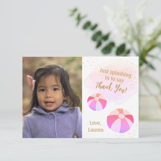 Splash en Sparkle Water Pool Party Verjaardag Bedankkaart (Staand voorkant)