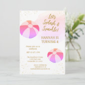 Splash en Sparkle Water Pool Party Verjaardag Kaart (Staand voorkant)