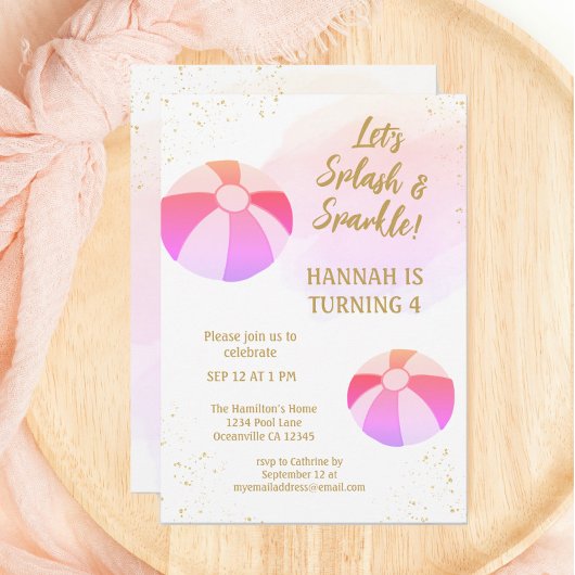 Splash en Sparkle Water Pool Party Verjaardag Kaart