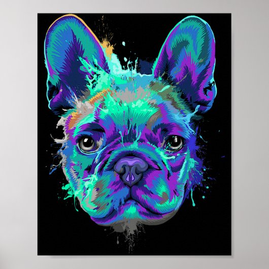 Splash French Bulldog Gifts for Hondenliefhebbers Poster (Voorkant)