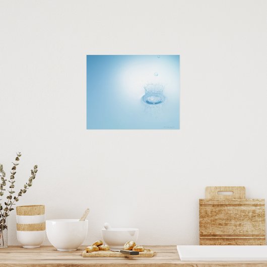Splash gemaakt door waterdruppels poster (Keuken)