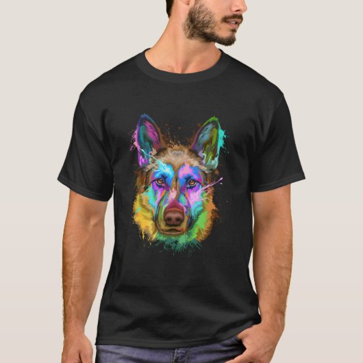 Splash Ger Shepherd Gsd T-shirt (Voorkant)