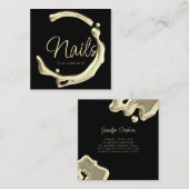 Splash Gold Poolse legant moderne nagels zwart Vierkante Visitekaartje (Voorkant / Achterkant)
