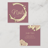 Splash Gold Poolse legante moderne nagels Vierkante Visitekaartje (Voorkant / Achterkant)