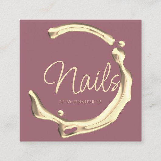 Splash Gold Poolse legante moderne nagels Vierkante Visitekaartje (Voorkant)