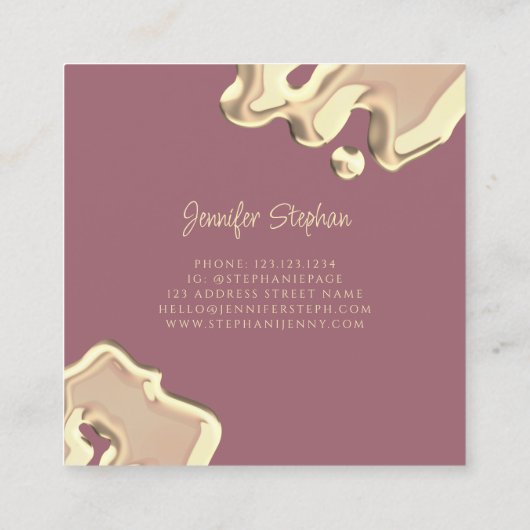 Splash Gold Poolse legante moderne nagels Vierkante Visitekaartje (Achterkant)