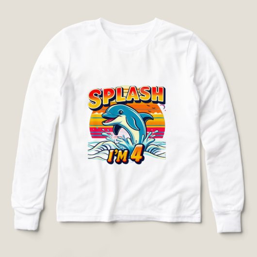 Splash I’m 4 – Cute Dolphin 4th Birthday Design (Voorkant)