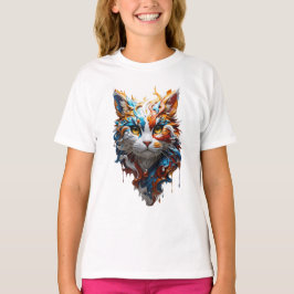 splash illustratie van leuke kat t-shirt