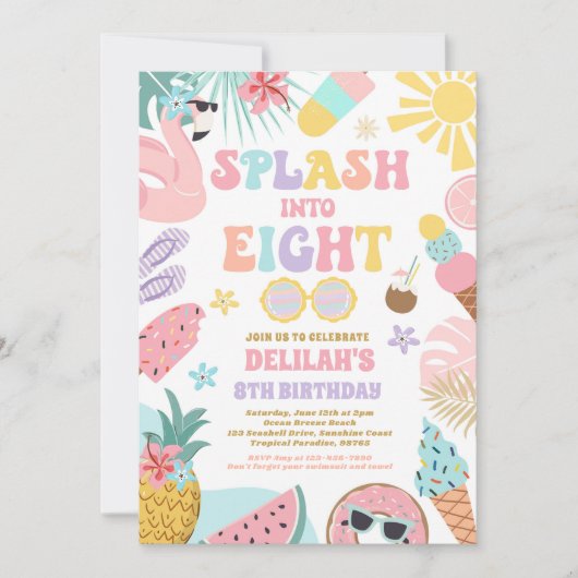 Splash In Acht Tropisch Strand 8e Verjaardag Kaart (Voorkant)