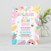 Splash In De Zon Tropisch Strand Verjaardagsfeest Kaart (Staand voorkant)