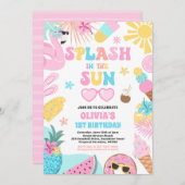 Splash In De Zon Tropisch Strand Verjaardagsfeest Kaart (Voorkant / Achterkant)