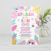 Splash In De Zon Tropisch Strand Verjaardagsfeest Kaart (Staand voorkant)