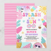 Splash In De Zon Tropisch Strand Verjaardagsfeest Kaart (Voorkant / Achterkant)